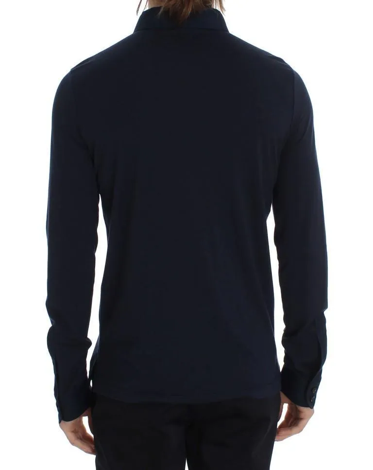 Blue Button Down Polo Sweater