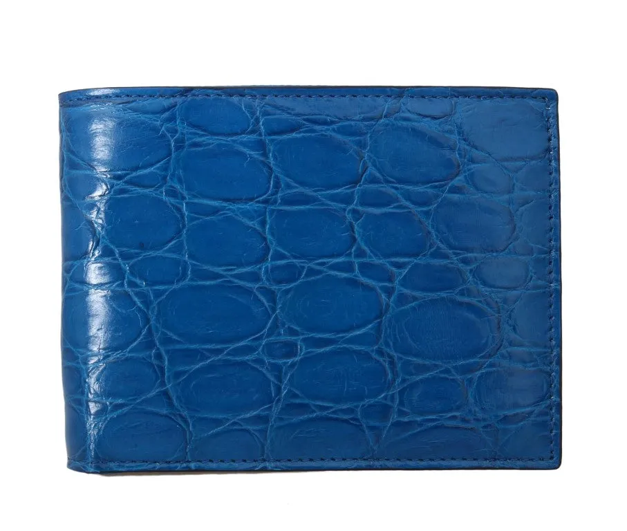 Blue Caiman Alligator Bifold Wallet