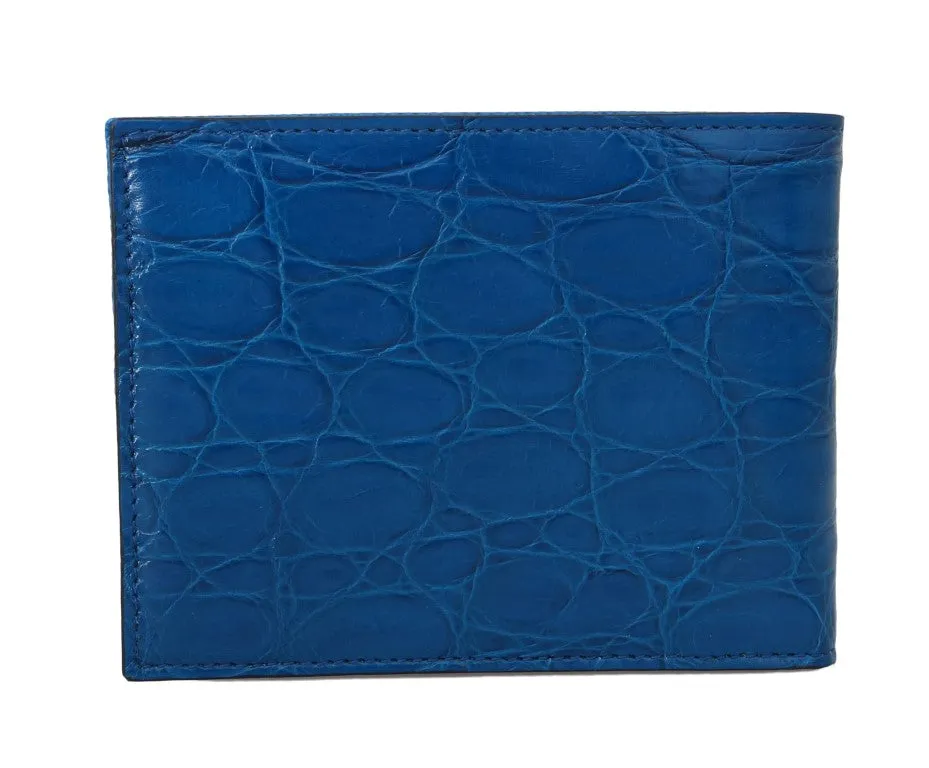 Blue Caiman Alligator Bifold Wallet