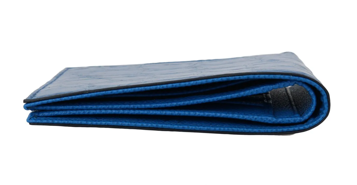 Blue Caiman Alligator Bifold Wallet