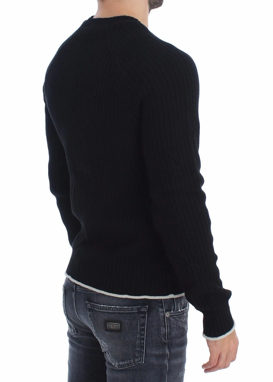 Blue Cotton Silk Knitted Sweater