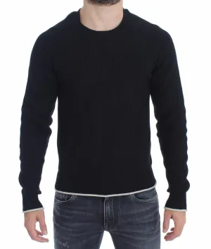 Blue Cotton Silk Knitted Sweater