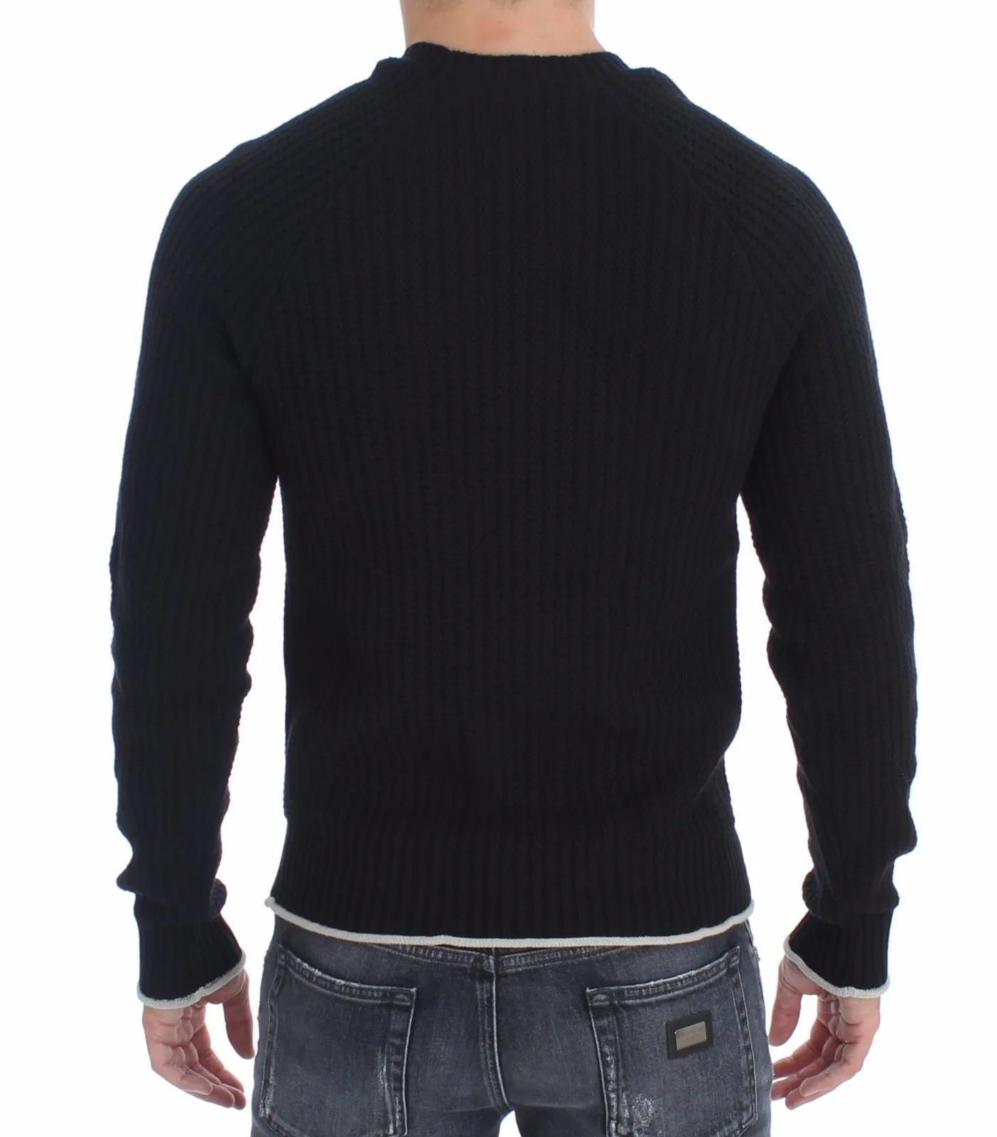 Blue Cotton Silk Knitted Sweater