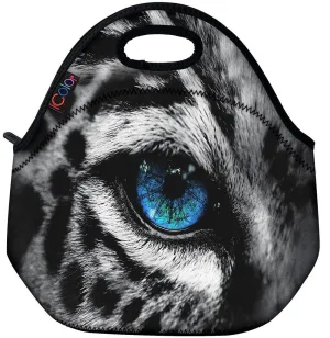 Blue Eye Leopard Thermal Neoprene Waterproof Kids Insulated Lunch Portable Carry Tote Picnic Storage Bag Lunch box Food Bag Gourmet Handbag Cooler warm Pouch Tote bag For School work Office FLB-019