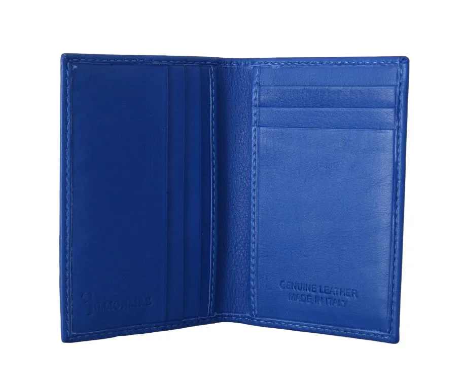 Blue Leather Bifold Wallet