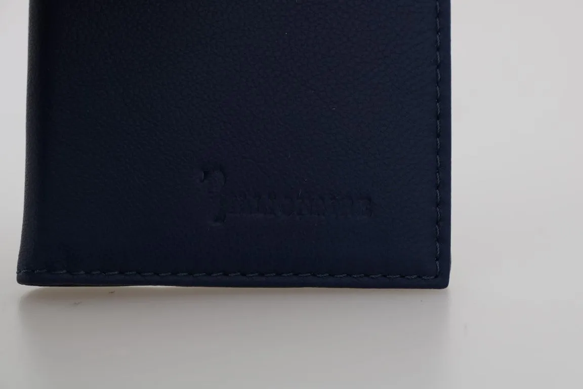 Blue Leather Bifold Wallet