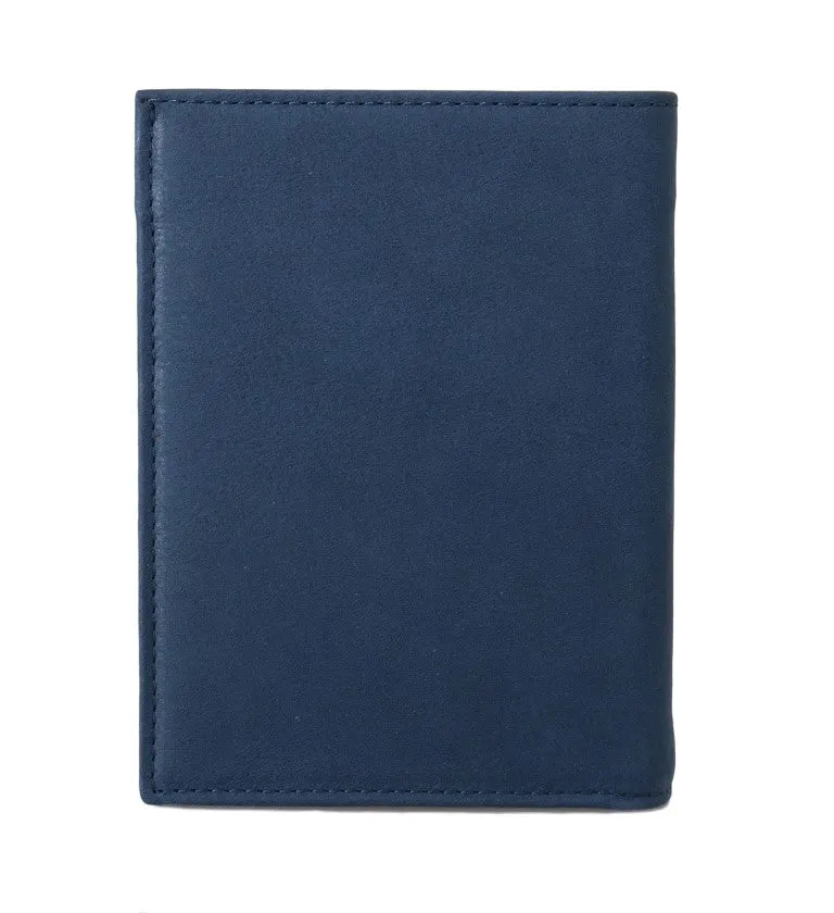 Blue Leather Bifold Wallet