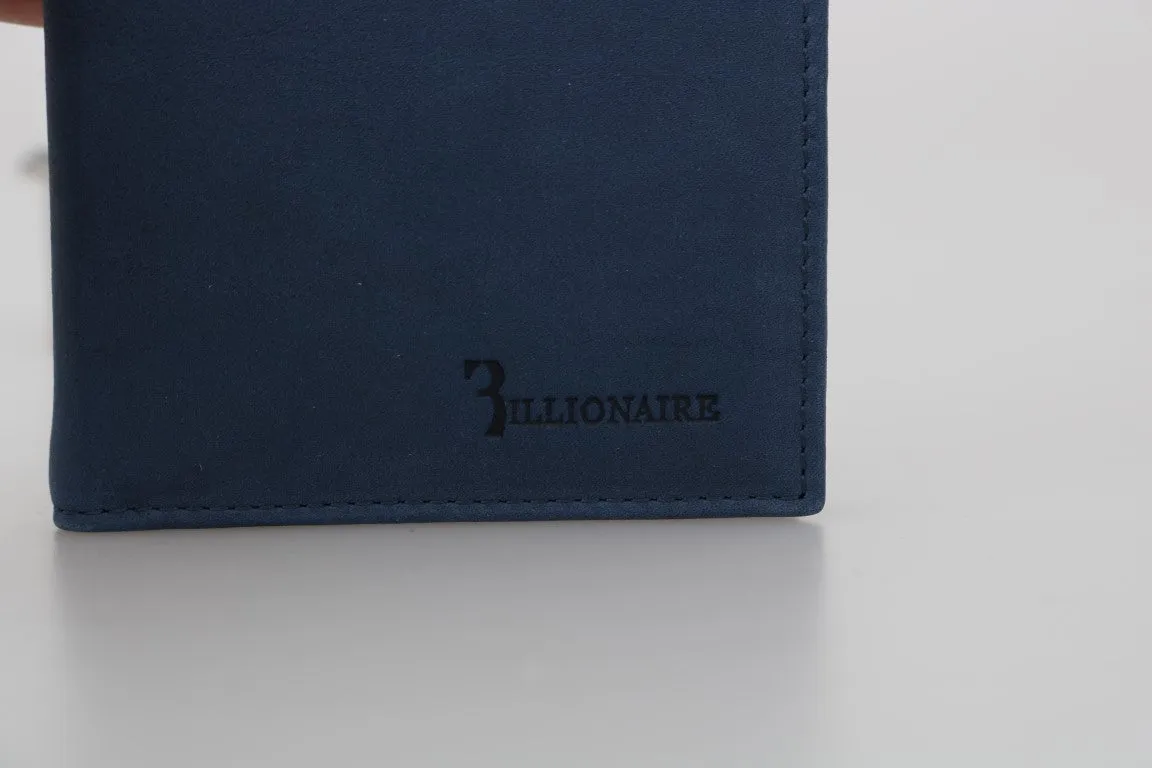 Blue Leather Bifold Wallet