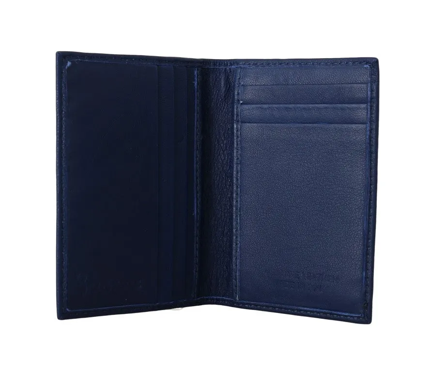 Blue Leather Bifold Wallet