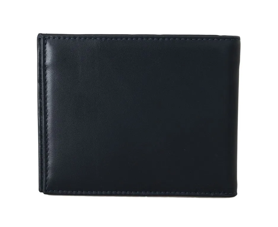 Blue Leather Bifold Wallet