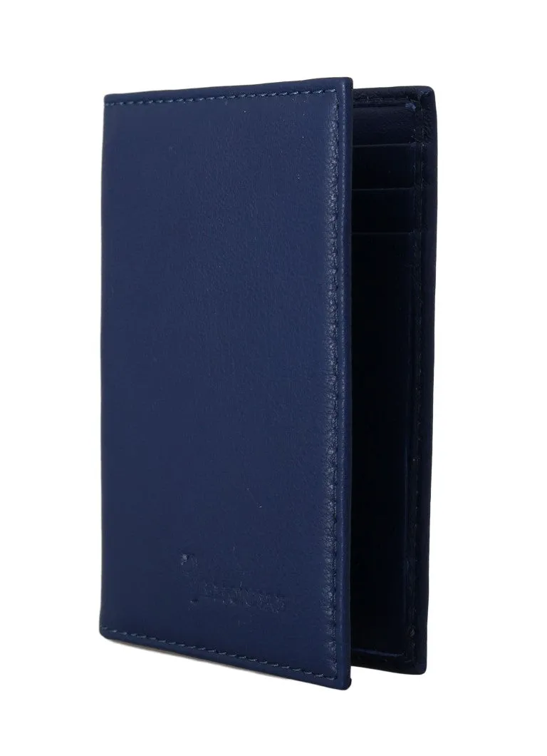 Blue Leather Bifold Wallet
