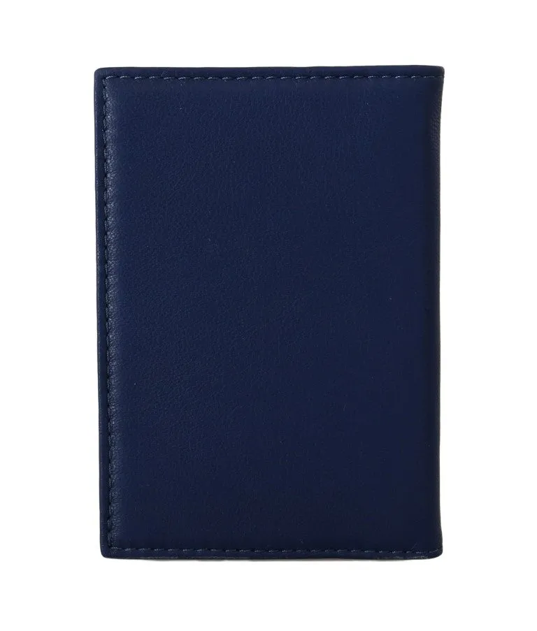 Blue Leather Bifold Wallet