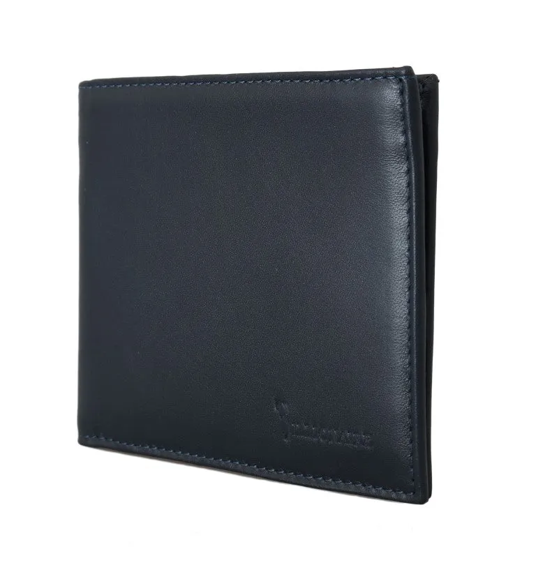 Blue Leather Bifold Wallet