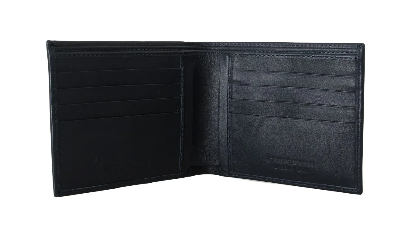 Blue Leather Bifold Wallet