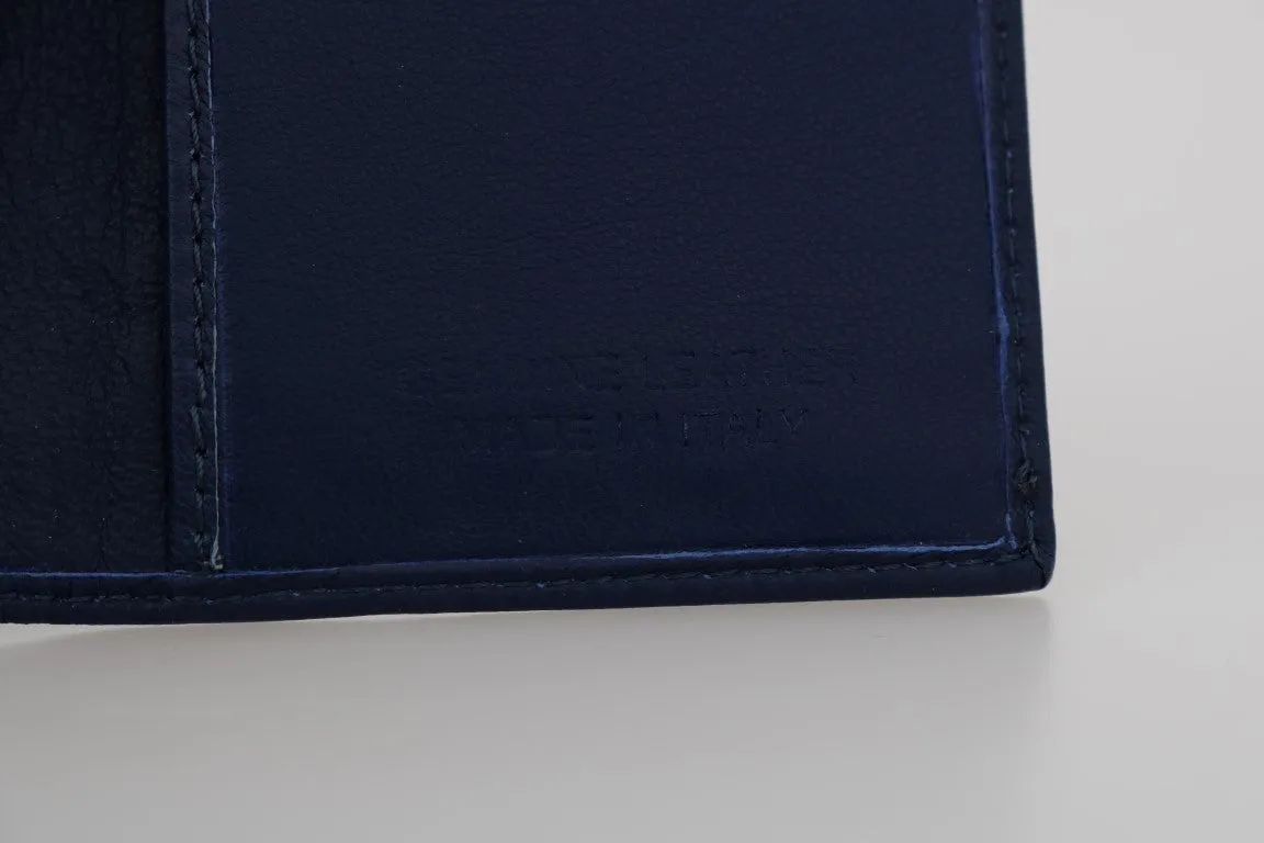 Blue Leather Bifold Wallet