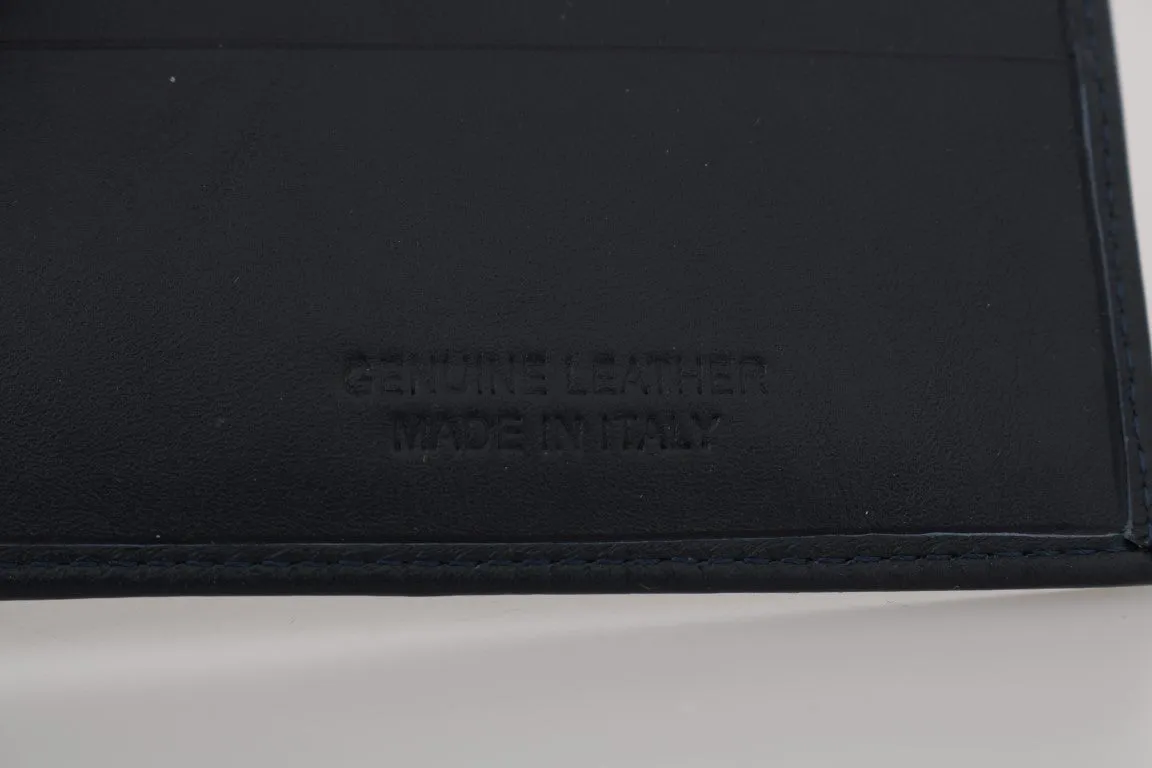 Blue Leather Bifold Wallet