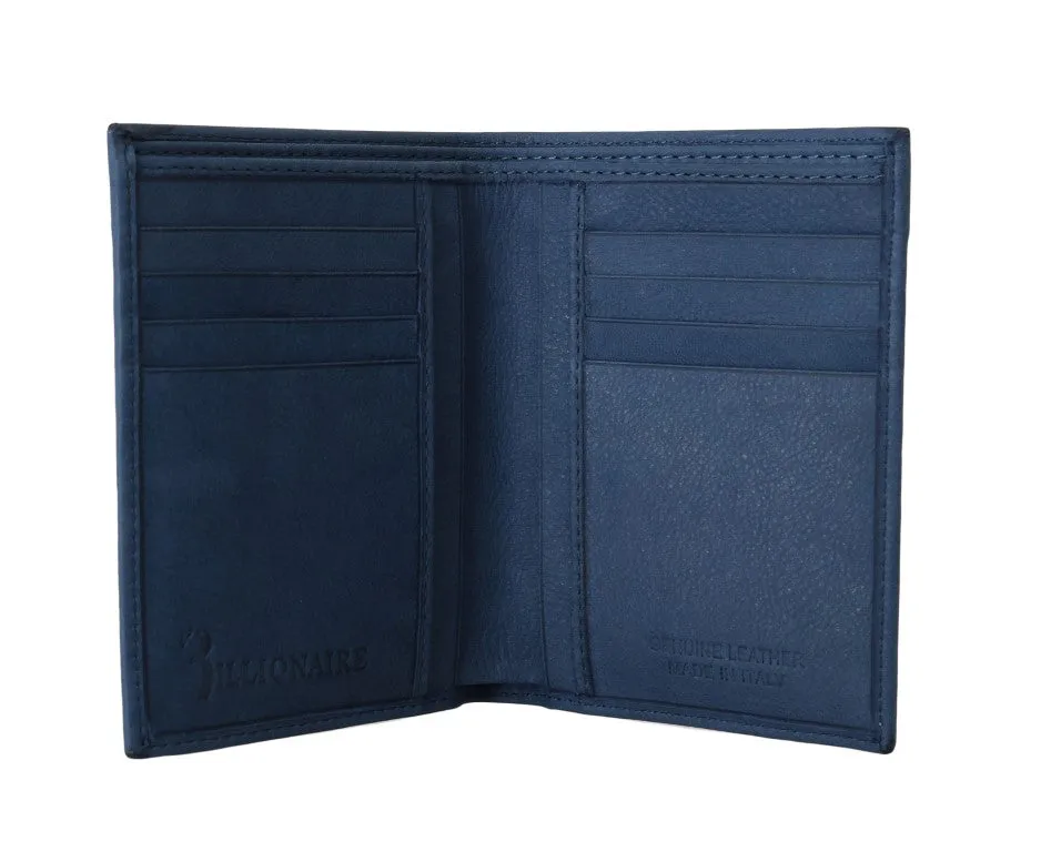 Blue Leather Bifold Wallet