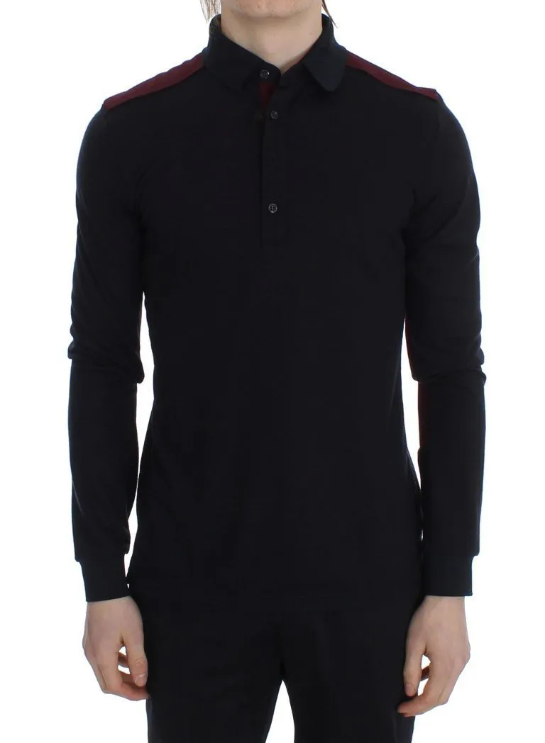 Blue Red Wool Polo Sweater
