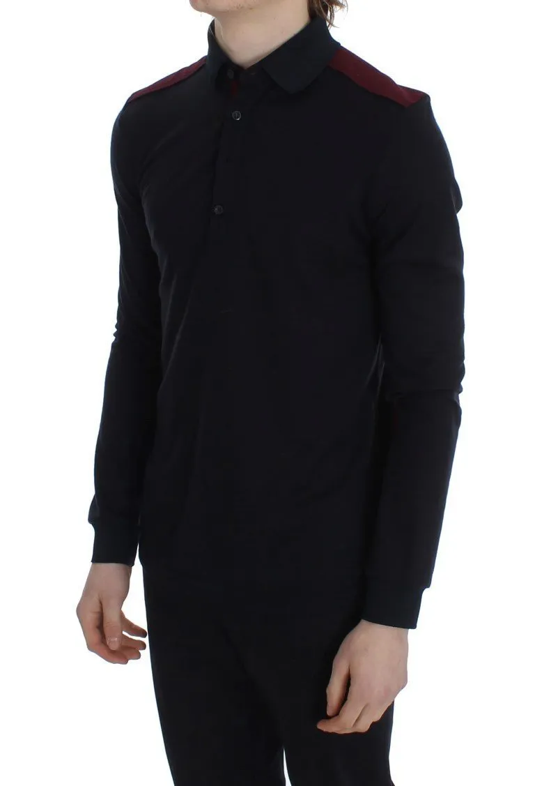 Blue Red Wool Polo Sweater
