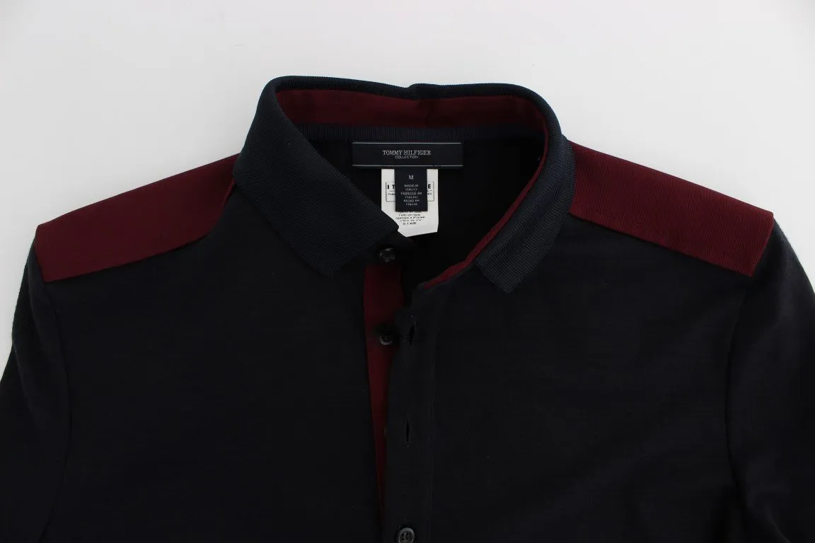Blue Red Wool Polo Sweater