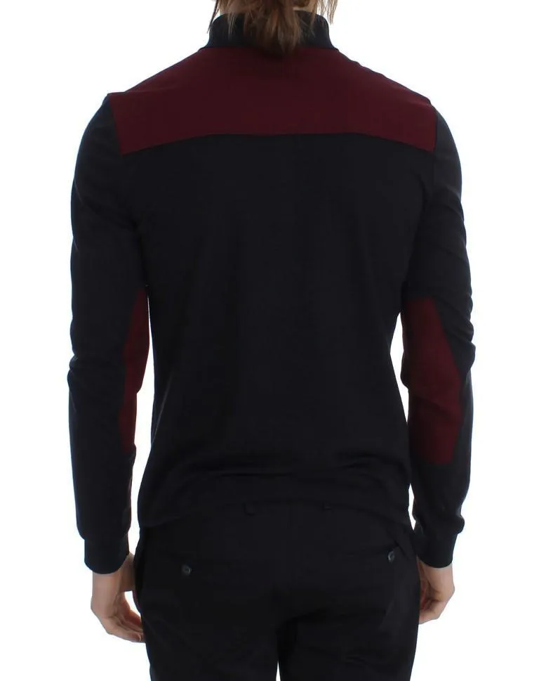 Blue Red Wool Polo Sweater