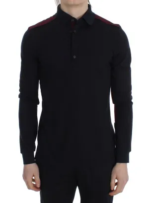 Blue Red Wool Polo Sweater