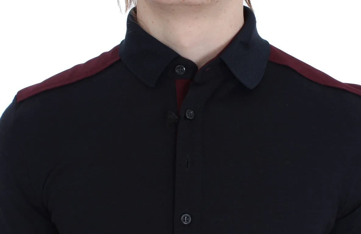 Blue Red Wool Polo Sweater