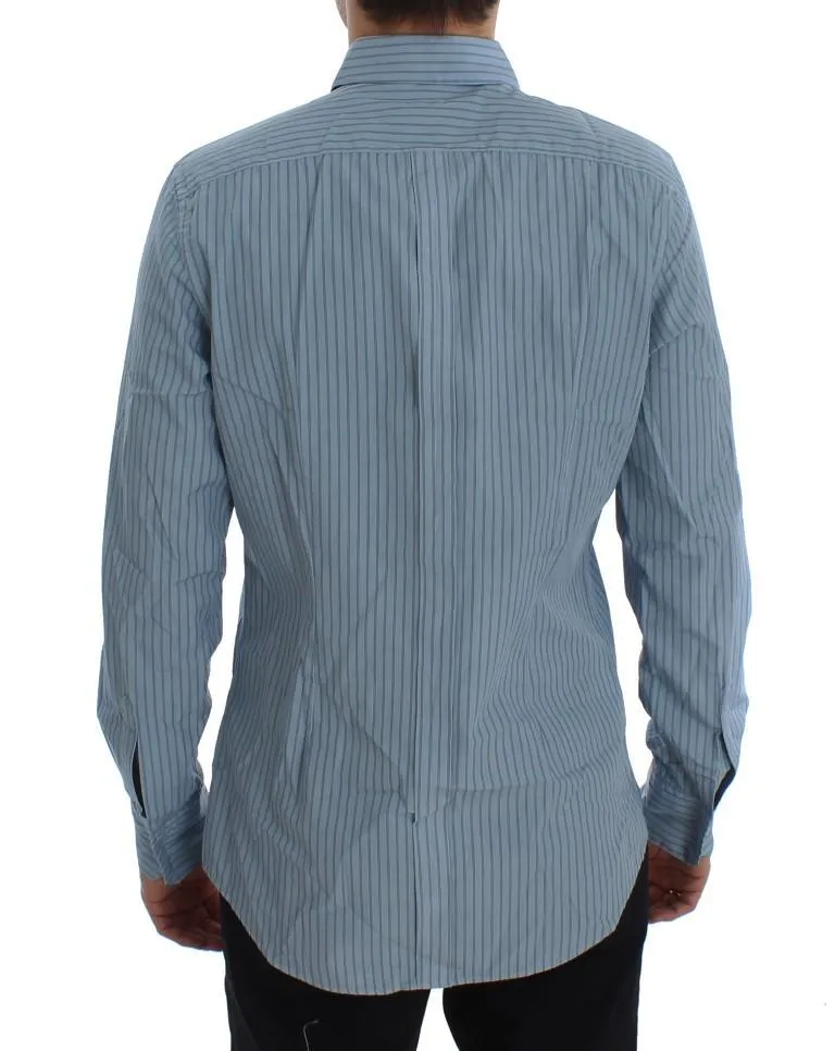 Blue Striped Cotton Slim GOLD Shirt