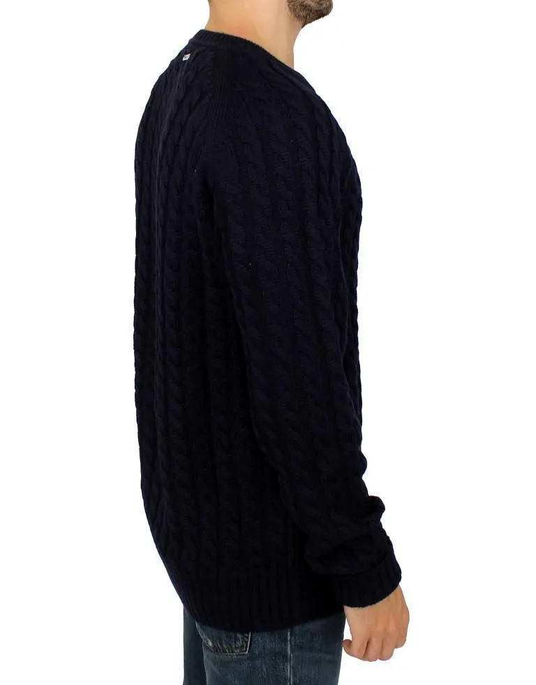 Blue Wool Knitted SLIM FIT Pullover Sweater