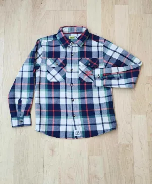 Blue/Red/Green Plaid Button Up - Kids