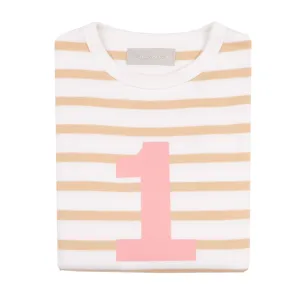 Bob & Blossom Biscuit & White Striped Pink Number T-Shirt