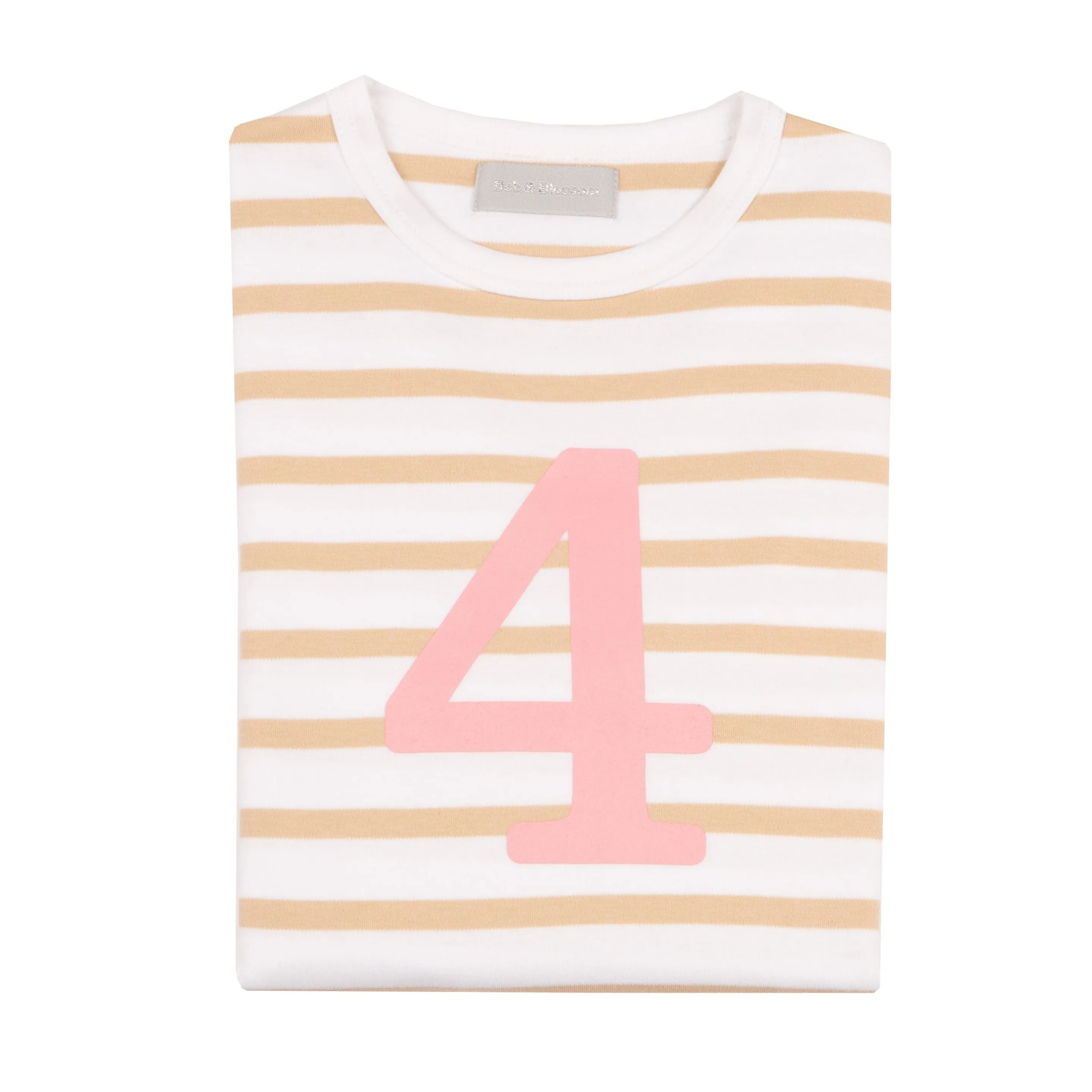 Bob & Blossom Biscuit & White Striped Pink Number T-Shirt