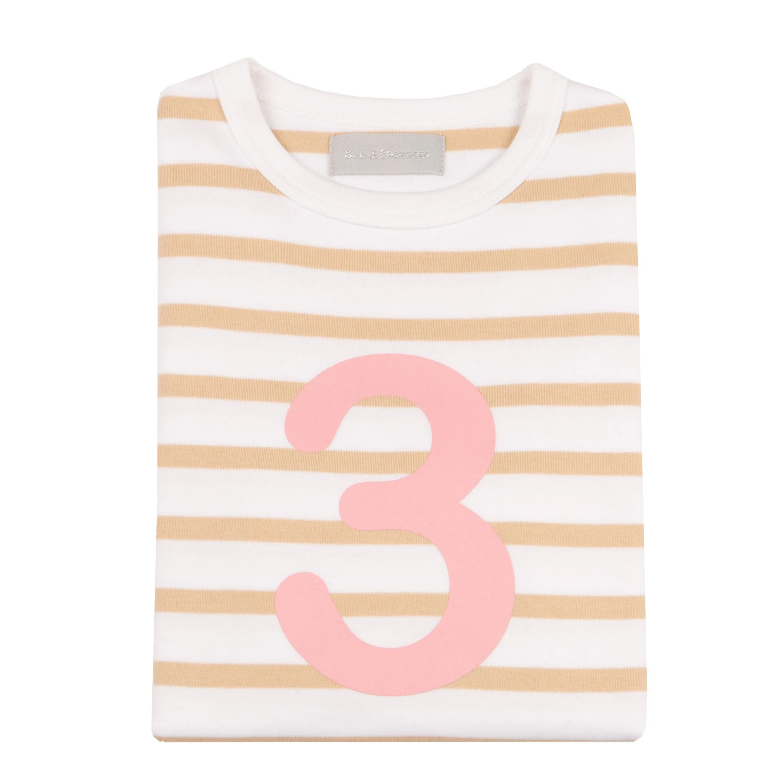 Bob & Blossom Biscuit & White Striped Pink Number T-Shirt