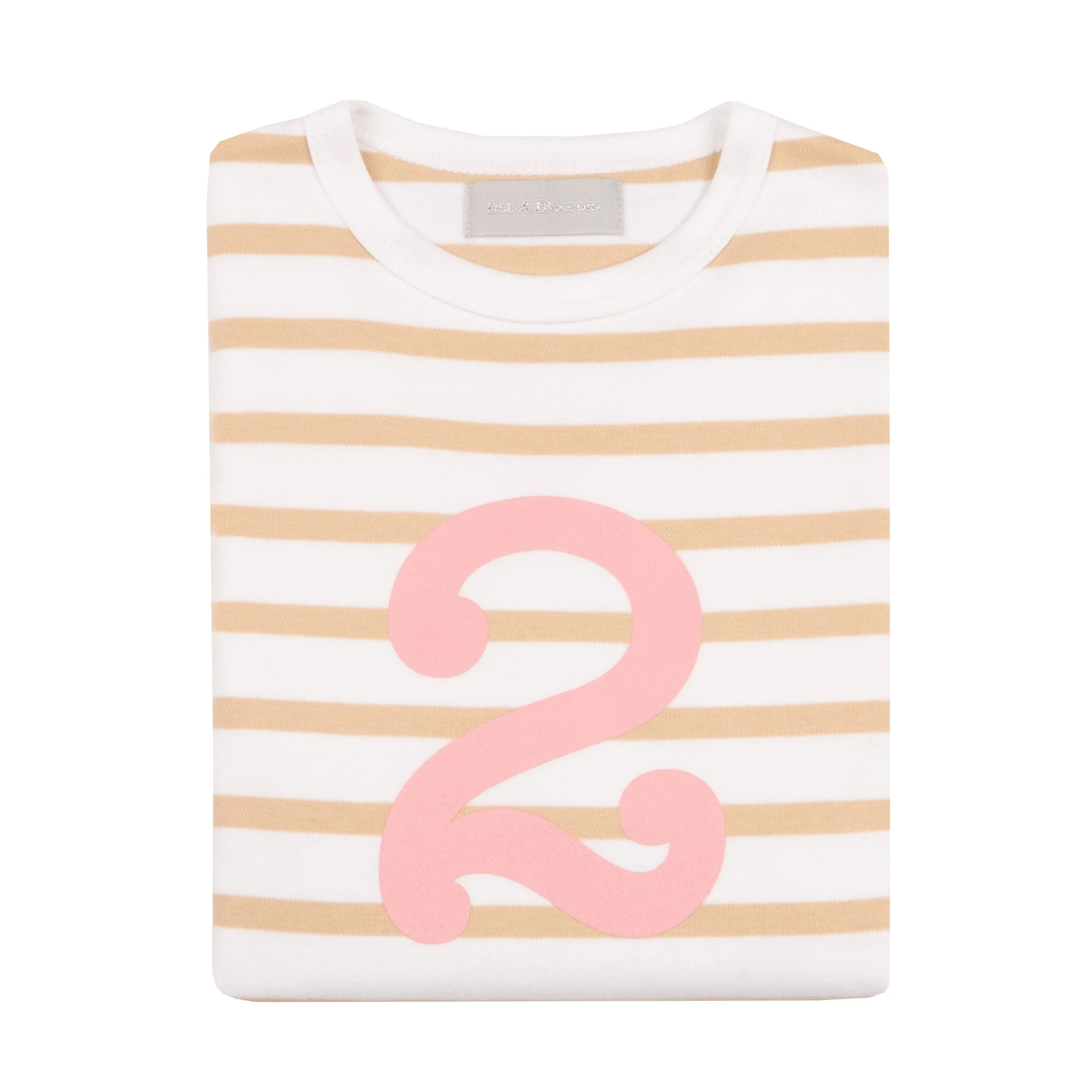 Bob & Blossom Biscuit & White Striped Pink Number T-Shirt