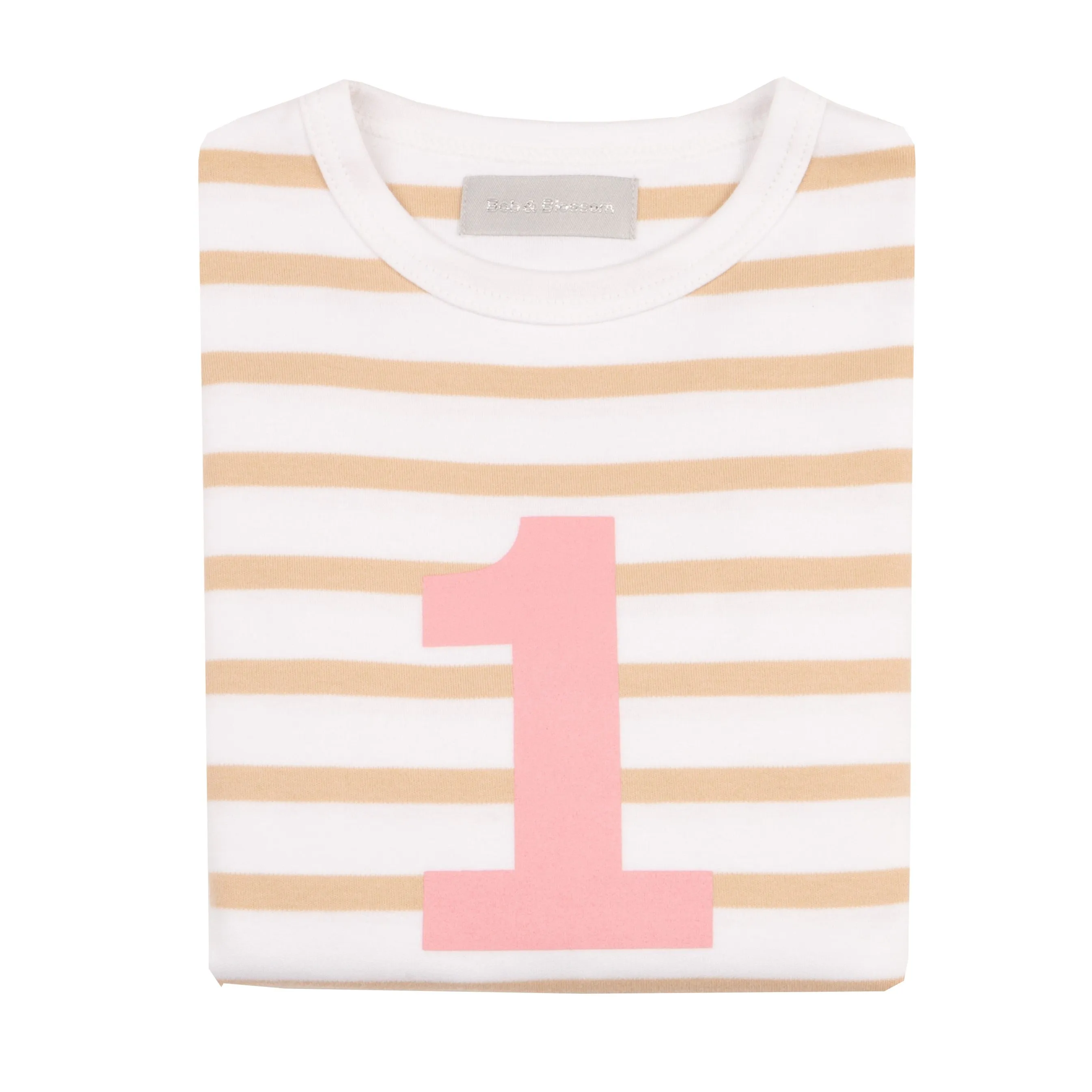 Bob & Blossom Biscuit & White Striped Pink Number T-Shirt