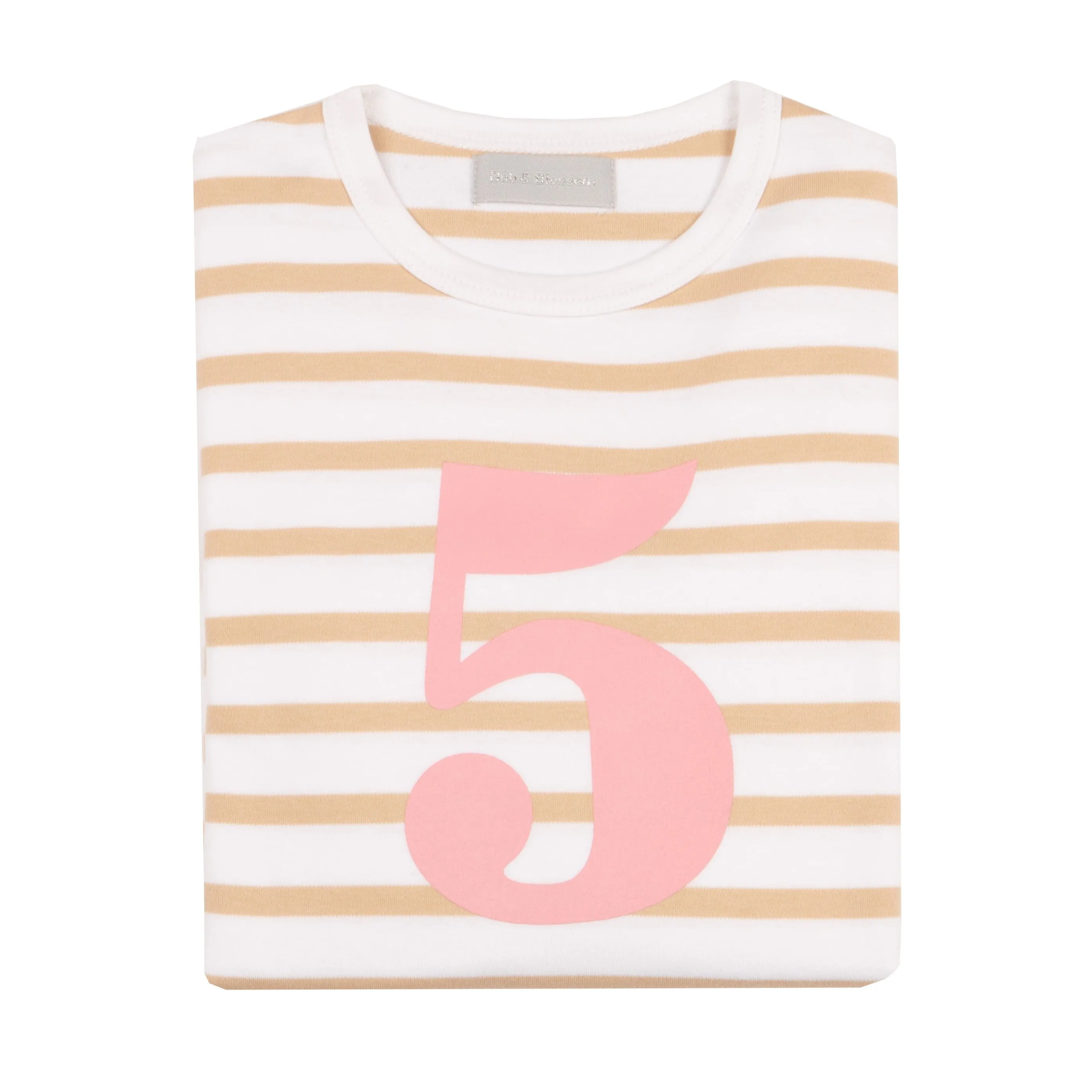 Bob & Blossom Biscuit & White Striped Pink Number T-Shirt