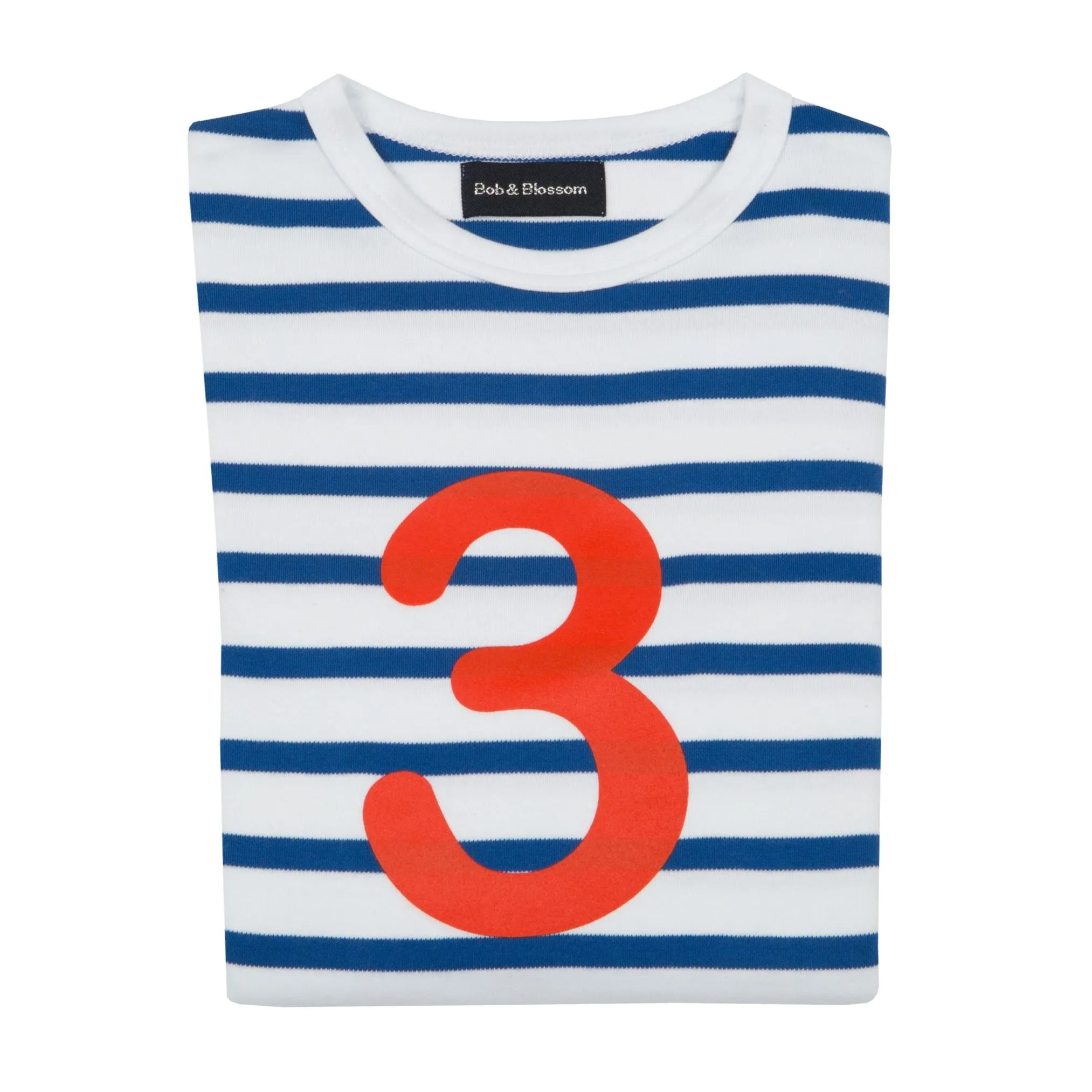 Bob & Blossom French Blue & White Striped Red Number T-Shirt