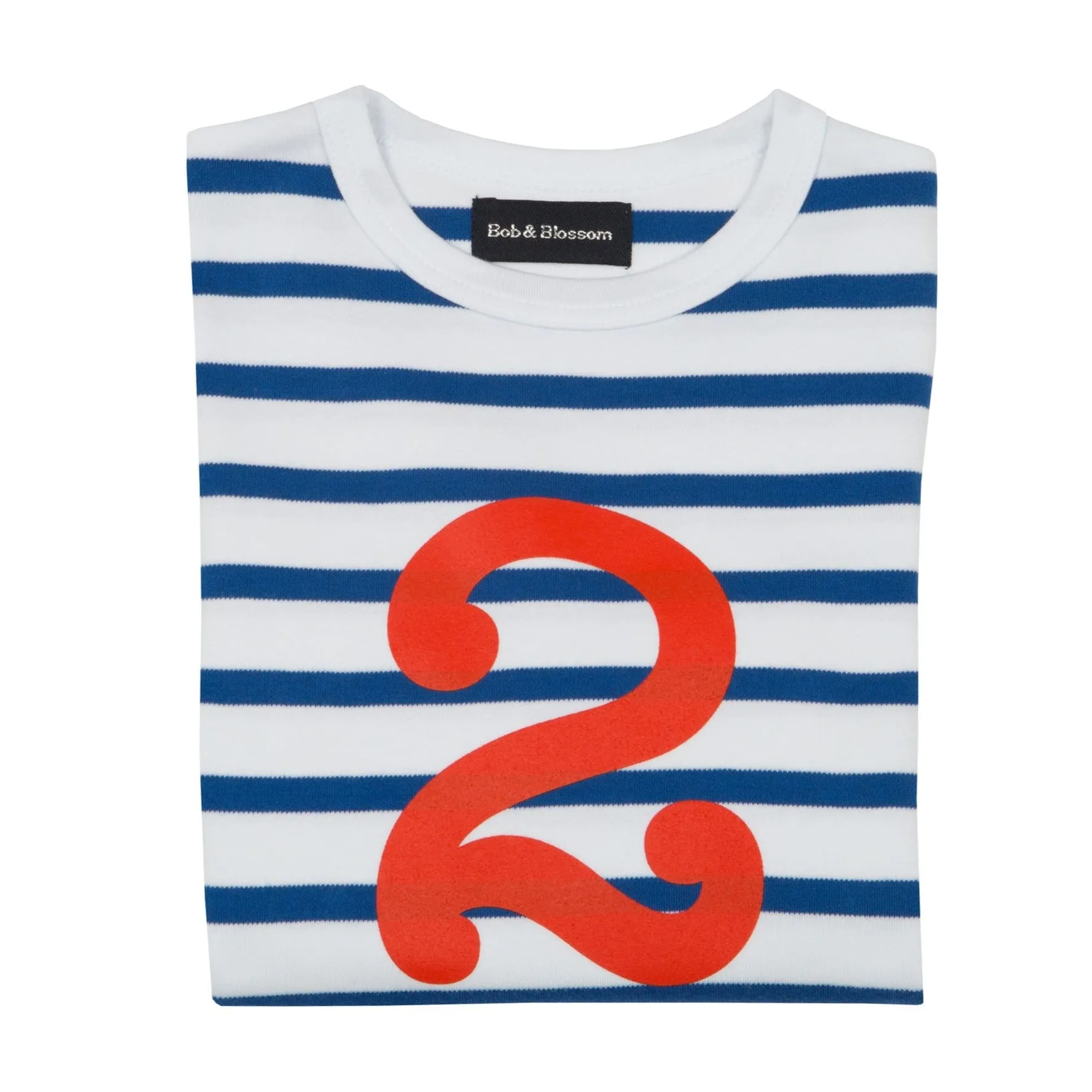 Bob & Blossom French Blue & White Striped Red Number T-Shirt