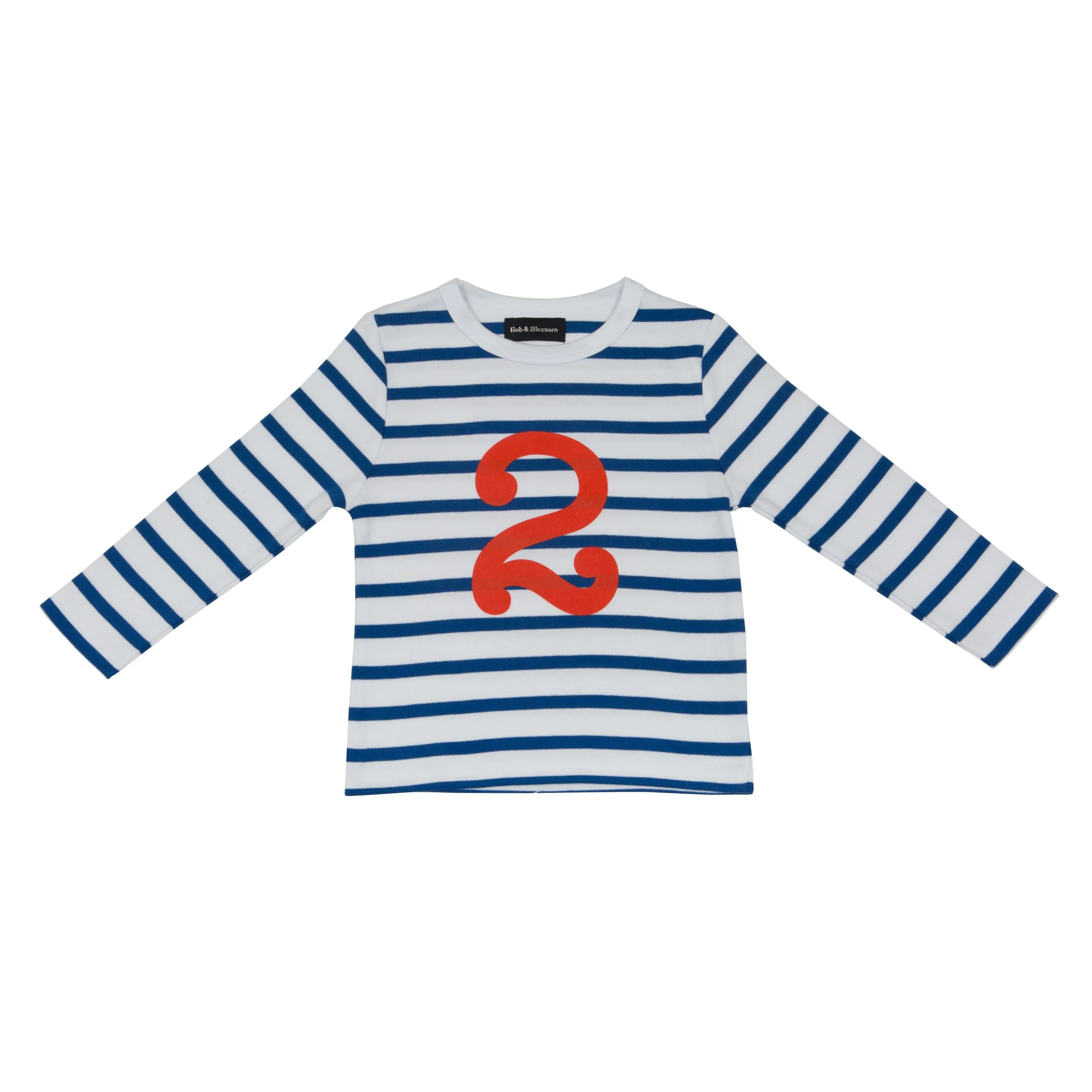Bob & Blossom French Blue & White Striped Red Number T-Shirt