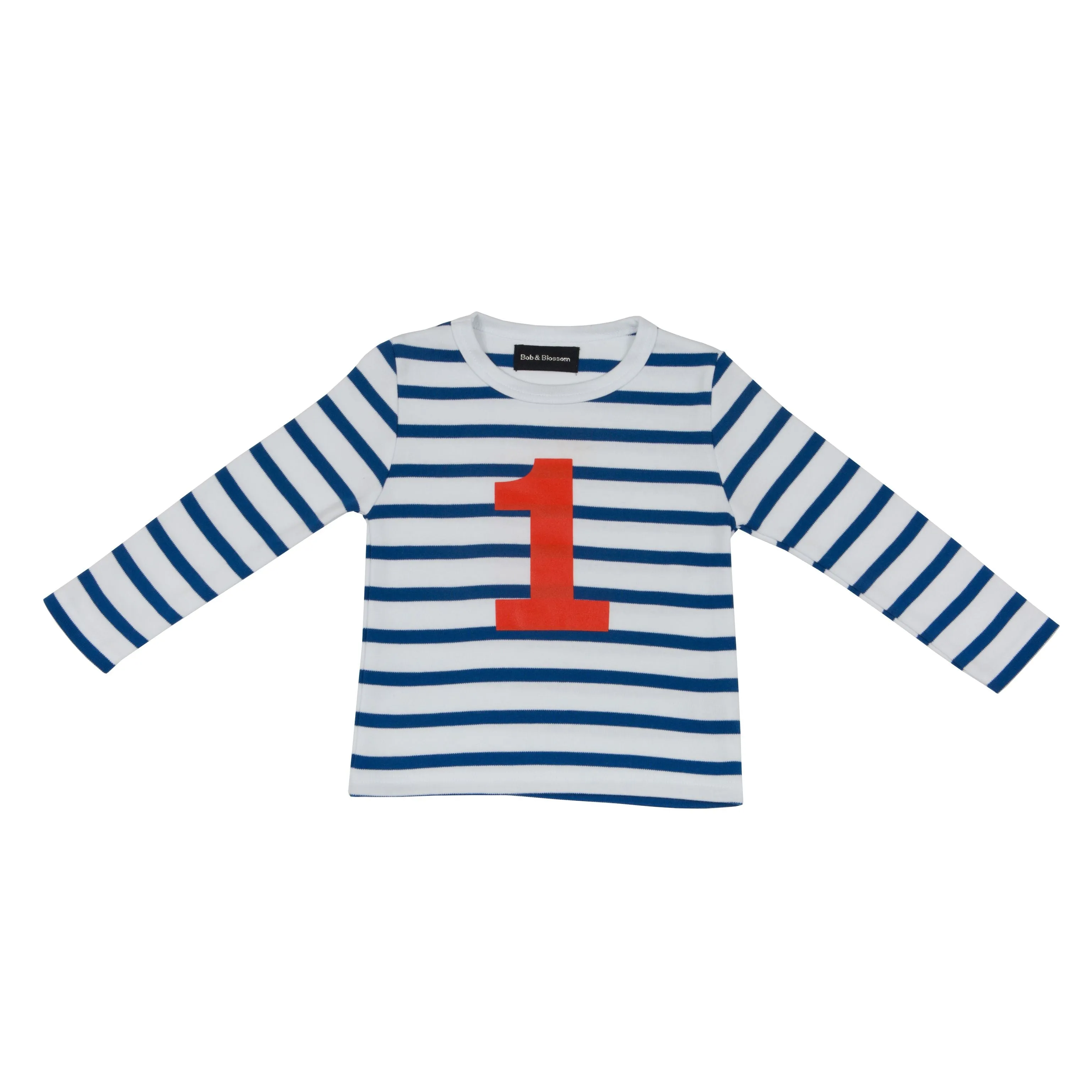Bob & Blossom French Blue & White Striped Red Number T-Shirt