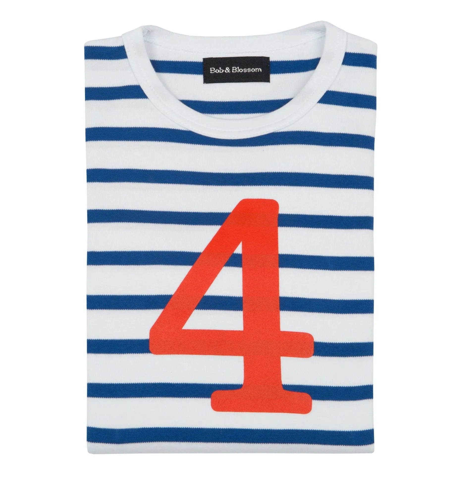 Bob & Blossom French Blue & White Striped Red Number T-Shirt