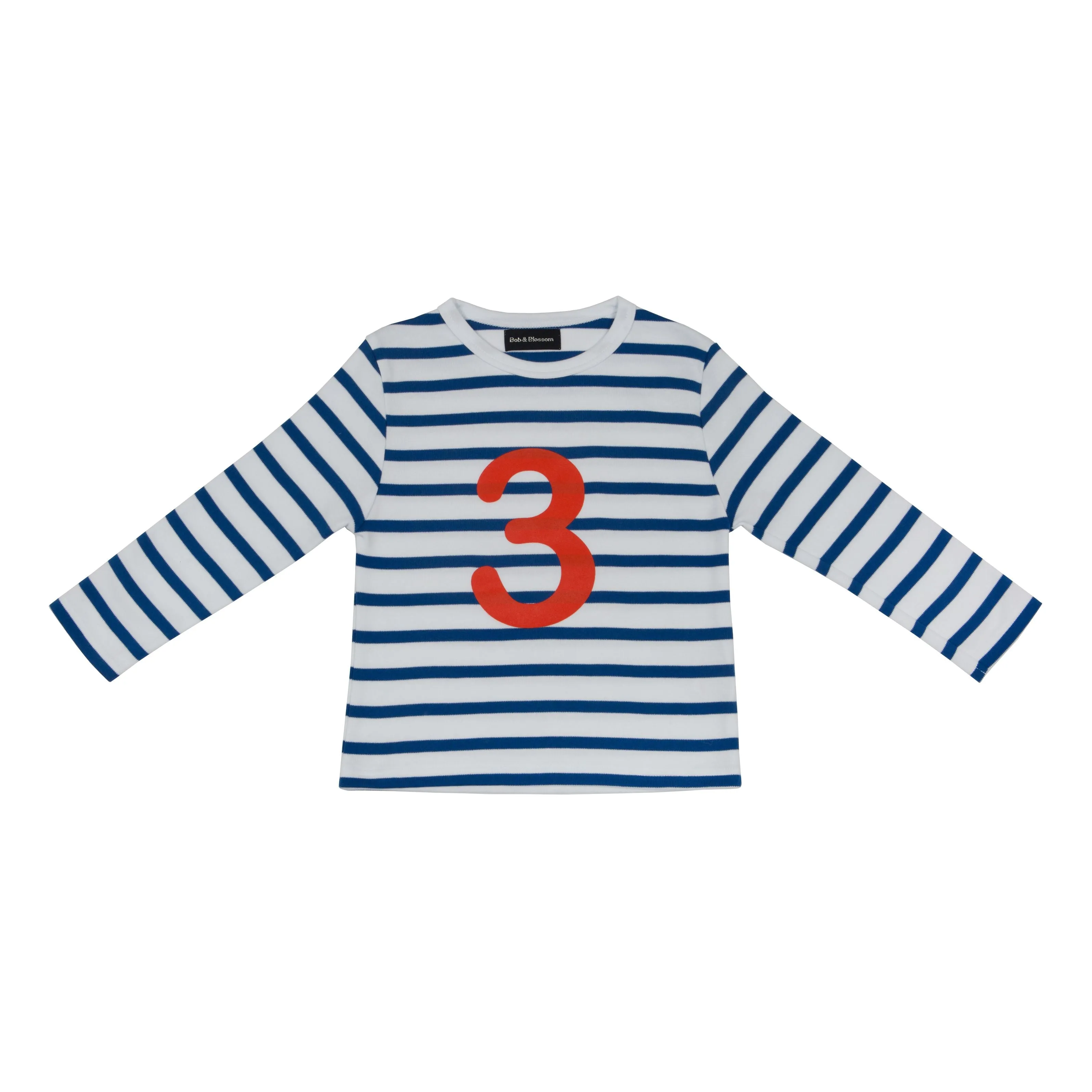 Bob & Blossom French Blue & White Striped Red Number T-Shirt