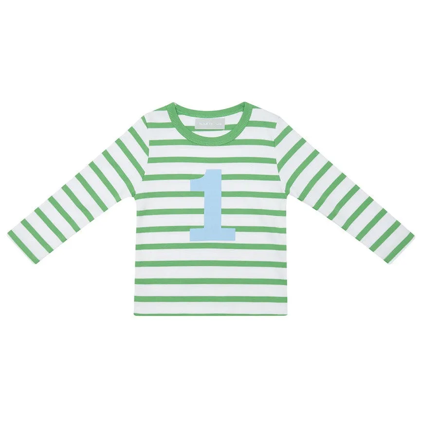 Bob & Blossom Grass Green & White Striped Number T-Shirt