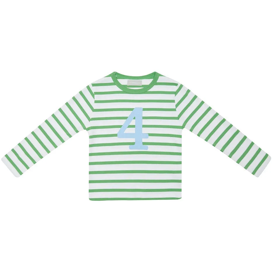 Bob & Blossom Grass Green & White Striped Number T-Shirt