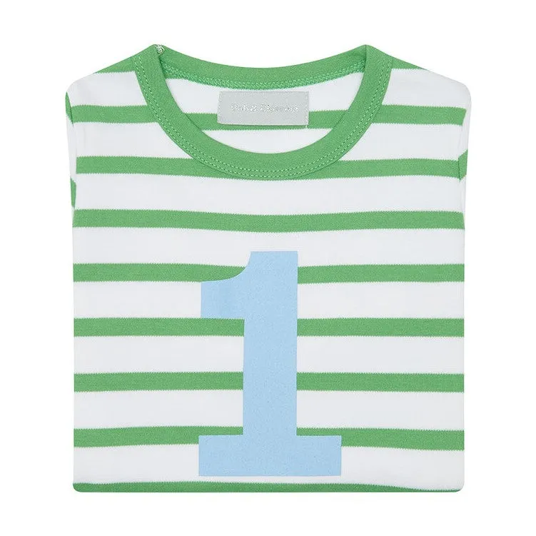 Bob & Blossom Grass Green & White Striped Number T-Shirt