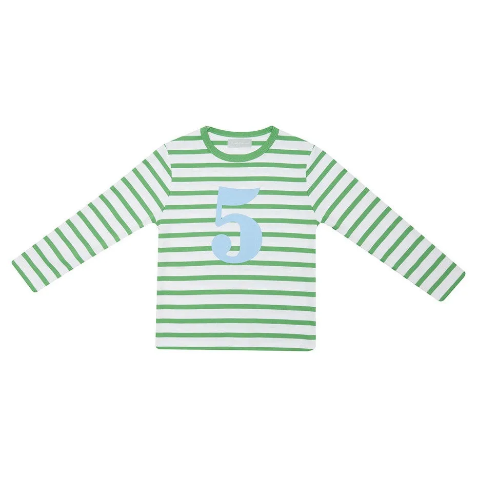 Bob & Blossom Grass Green & White Striped Number T-Shirt