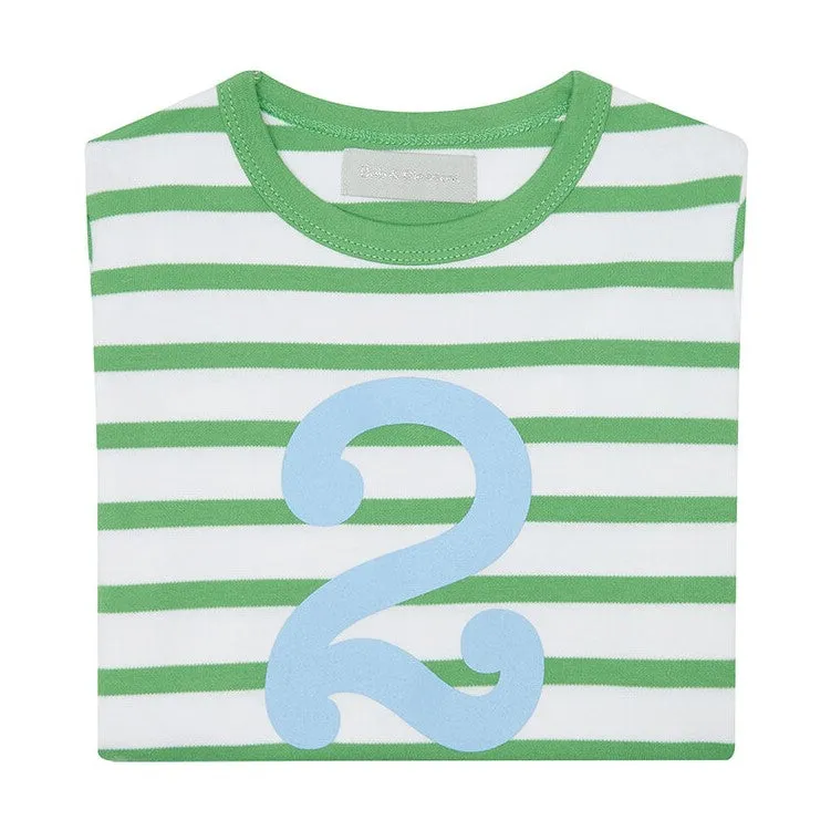 Bob & Blossom Grass Green & White Striped Number T-Shirt