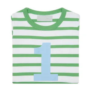Bob & Blossom Grass Green & White Striped Number T-Shirt