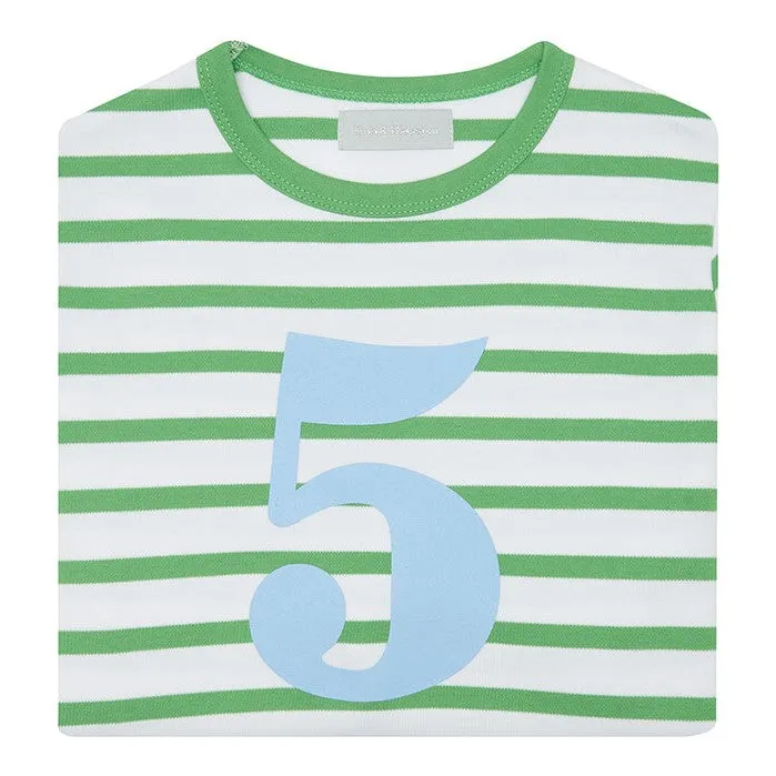 Bob & Blossom Grass Green & White Striped Number T-Shirt