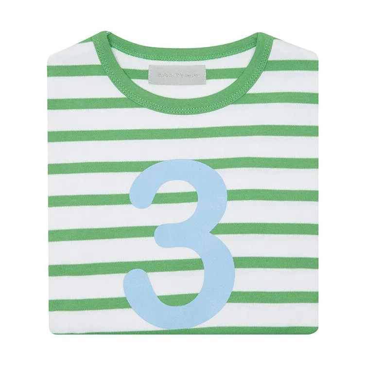 Bob & Blossom Grass Green & White Striped Number T-Shirt